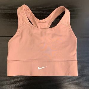 Nike Pink Longline Sports Bra CZ4496 Athletic‎ Logo No Padding Women's XS